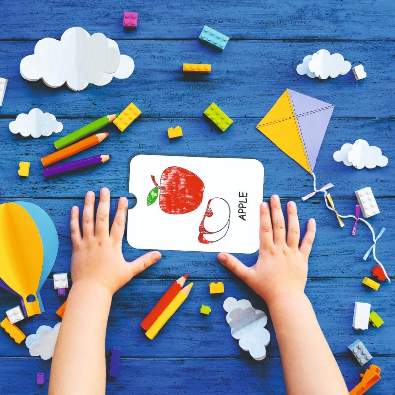 kids learning flashcards