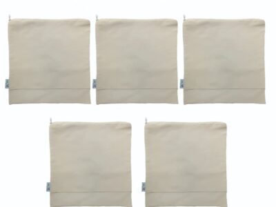 Cotton Saree Cover Bags with Zip & Window, 16x16 inch – Set of 5, packed for travel