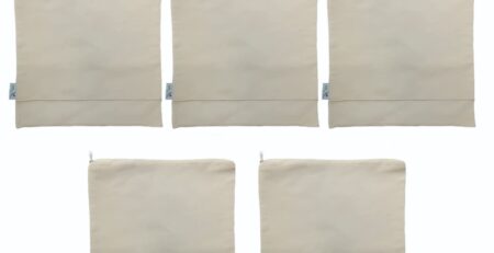 Cotton Saree Cover Bags with Zip & Window, 16x16 inch – Set of 5, packed for travel