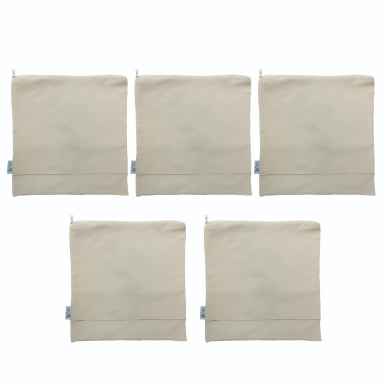 Cotton Saree Cover Bags with Zip & Window, 16x16 inch – Set of 5, packed for travel Cotton Saree Cover Bags with Zip & Window, 16x16 inch – Set of 5, packed for travel