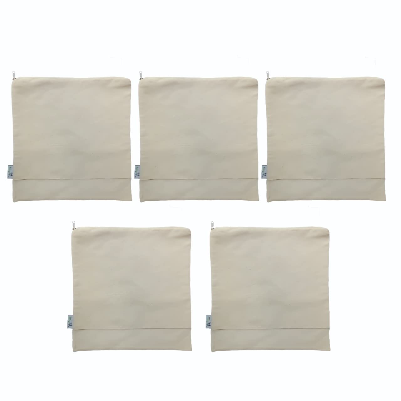 Cotton Saree Cover Bags with Zip & Window, 16x16 inch – Set of 5, packed for travel