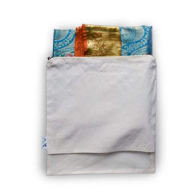 Cotton Saree Cover Bags with Zip & Window, side view Cotton Saree Cover Bags with Zip & Window, side view