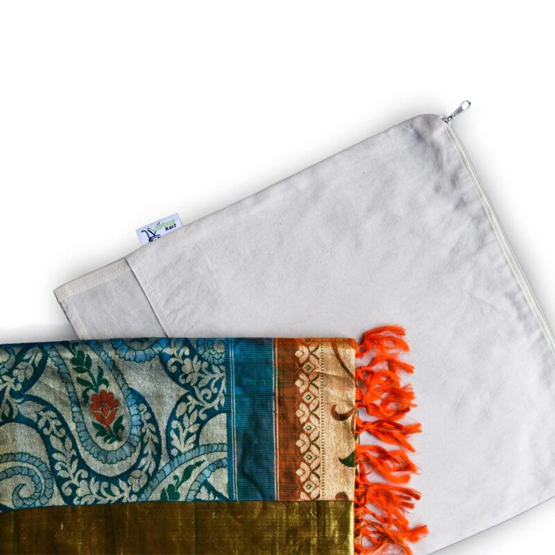 Cotton Saree Cover Bags with Zip & Window, protecting a saree Cotton Saree Cover Bags with Zip & Window, protecting a saree