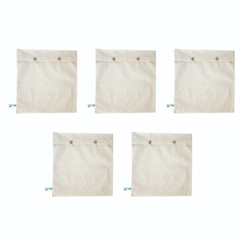 Cotton Saree Cover Bags with Button, 16x16 inch – Set of 5, protecting a saree Cotton Saree Cover Bags with Button, 16x16 inch – Set of 5, protecting a saree