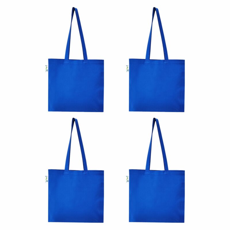 5 oz Plain Canvas Tote Bags, Blue – Set of 4, front view 5 oz Plain Canvas Tote Bags, Blue – Set of 4, front view