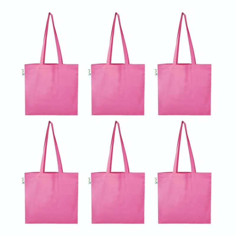 5 oz Plain Canvas Tote Bags, Pink – Set of 6, with a hand-painted design 5 oz Plain Canvas Tote Bags, Pink – Set of 6, with a hand-painted design