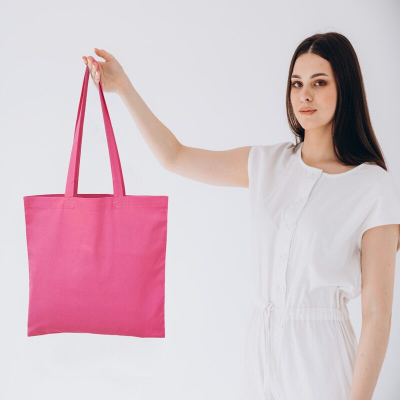 Plain Canvas Tote Bags, Pink, with a hand-painted design Plain Canvas Tote Bags, Pink, with a hand-painted design