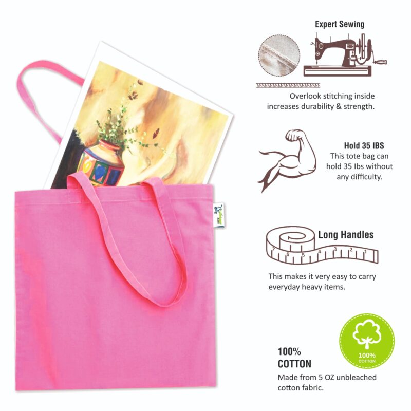 Plain Canvas Tote Bags, Pink, used by an artist Plain Canvas Tote Bags, Pink, used by an artist