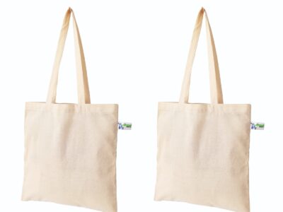 5 oz Plain Canvas Tote Bags, Beige – Set of 2, front view