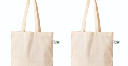 5 oz Plain Canvas Tote Bags, Beige – Set of 2, front view
