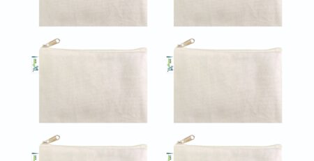 Plain Canvas Pencil & Makeup Pouch, Beige – Pack of 6, front view
