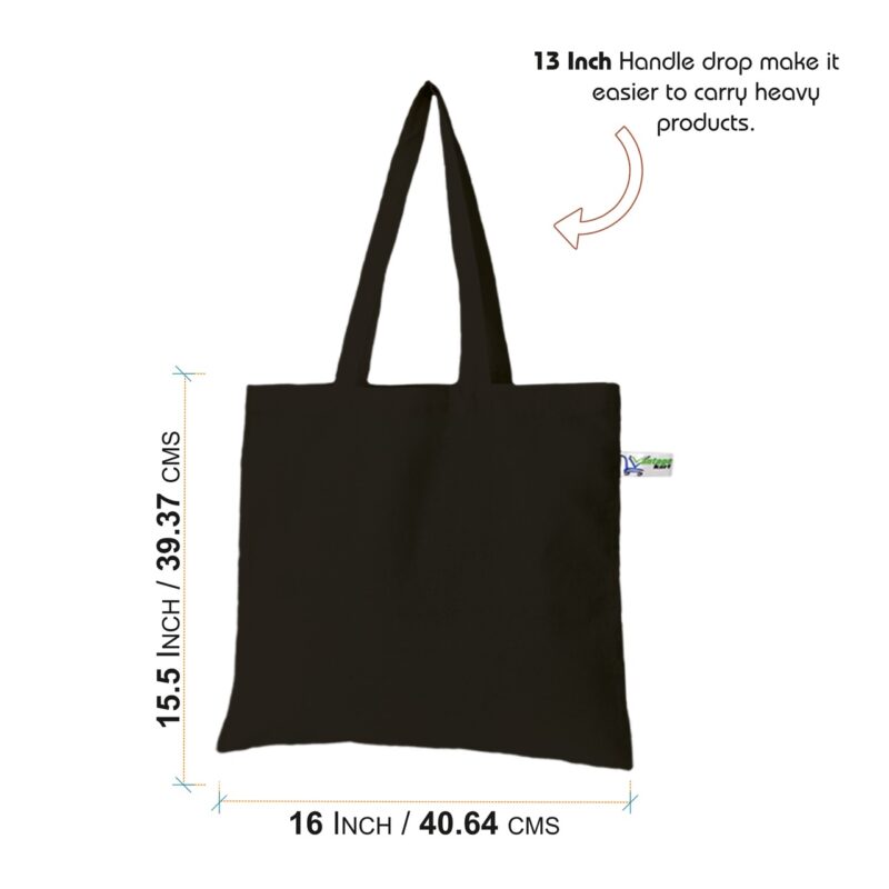 Plain Canvas Tote Bags, Black, close-up of the cotton fabric Plain Canvas Tote Bags, Black, close-up of the cotton fabric
