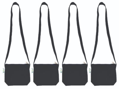 Plain Canvas Sling Bag, Black – Set of 4, front view