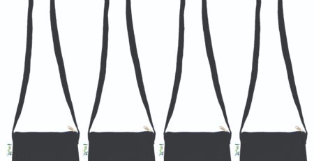 Plain Canvas Sling Bag, Black – Set of 4, front view