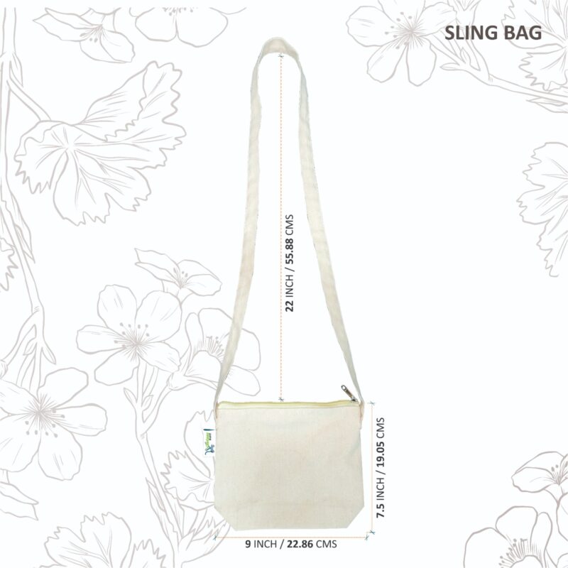 Plain Canvas Sling Bags, Beige & Black, side view Plain Canvas Sling Bags, Beige & Black, side view