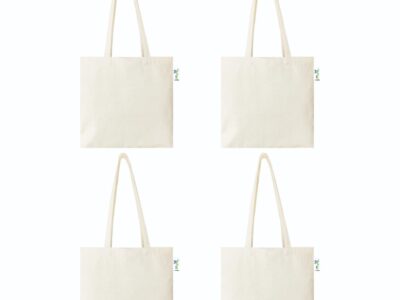 10 oz Plain Canvas Tote Bags, Beige 16x16 inch – Set of 4, front view