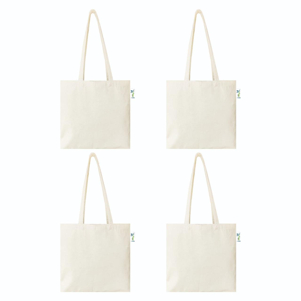 10 oz Plain Canvas Tote Bags, Beige 16x16 inch – Set of 4, front view
