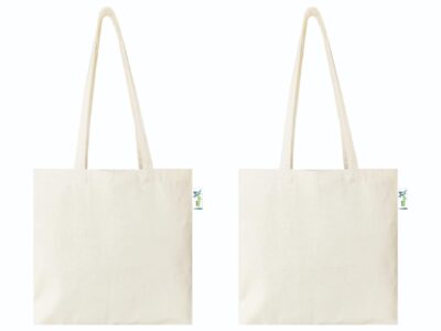 10 oz Plain Canvas Tote Bags, Beige 16x16 inch – Set of 2, front view