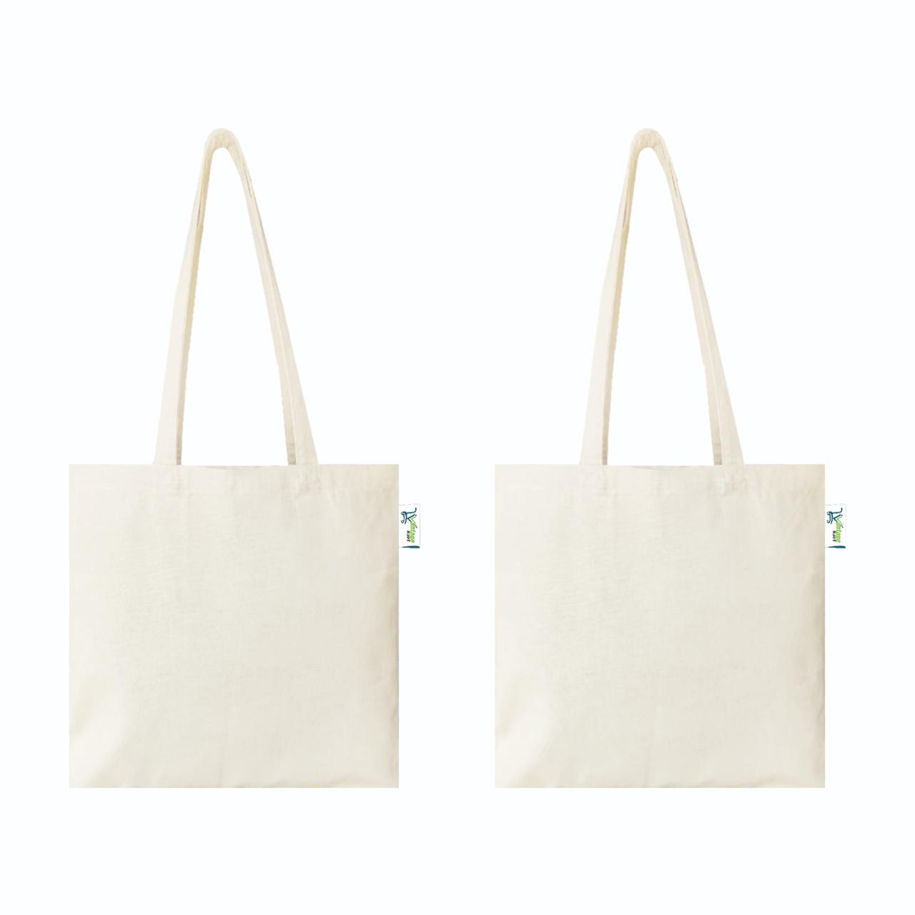10 oz Plain Canvas Tote Bags, Beige 16x16 inch – Set of 2, front view