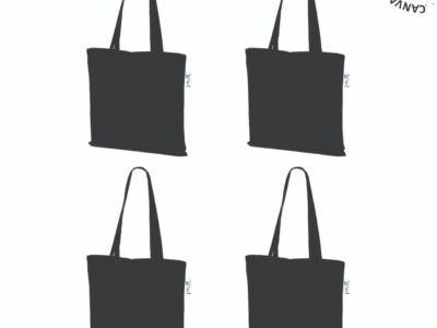 10 oz Plain Canvas Tote Bags, Black 16x16 inch – Set of 4, front view