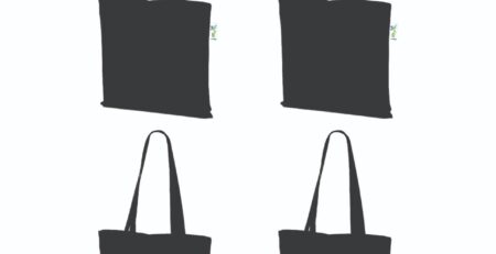 10 oz Plain Canvas Tote Bags, Black 16x16 inch – Set of 4, front view