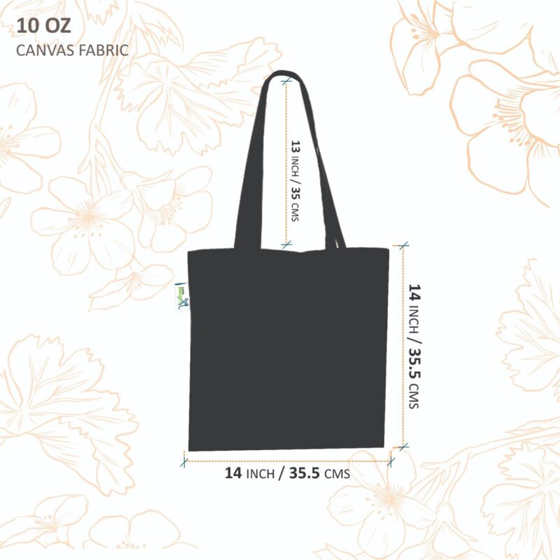 Plain Canvas Tote Bags, Black, carried by a student Plain Canvas Tote Bags, Black, carried by a student