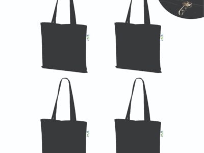 10 oz Plain Canvas Tote Bags with Zip, Black 16x16 – Set of 4, used by an artist