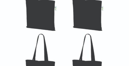 10 oz Plain Canvas Tote Bags with Zip, Black 16x16 – Set of 4, used by an artist