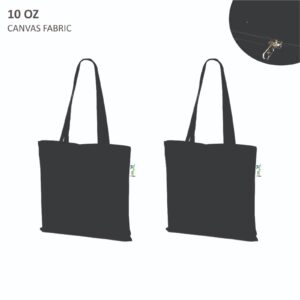 Black 10oz Tote Bag with zip for Women