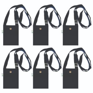 Vantagekart Mobile Pouch with Button Flap – Black (Set of 6) | Compact, Durable Crossbody Phone Bags for Travel, Daily Use & Smartphone Storage