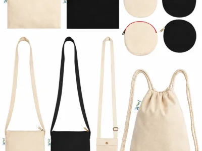 Canvas Artist Trial Combo – 10 Pcs: Drawstring Bag, Sling Bags, Pencil & Coin Pouches, front view