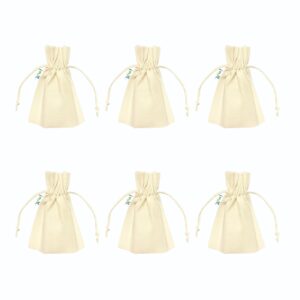 VantageKart 6 Pcs Cotton Potli Bags | Reusable Cloth Drawstring Bags for Wedding Return Gifts, Artists, Parties, Favors | Beige 7x5 inch