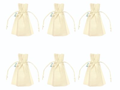 Plain Cotton Potli Bags 7x5 inch, Beige – Set of 6, front view