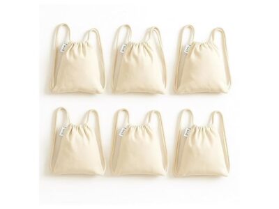 Plain Canvas Drawstring Backpack 12x11 inch – Set of 6, front view