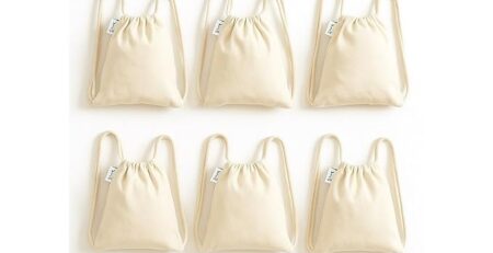 Plain Canvas Drawstring Backpack 12x11 inch – Set of 6, front view