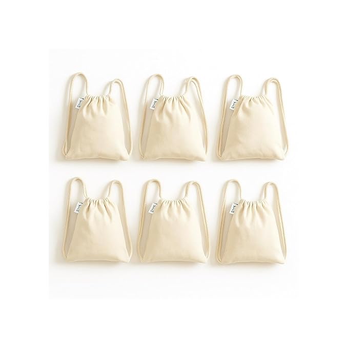 Plain Canvas Drawstring Backpack 12x11 inch – Set of 6, front view
