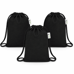 VantageKart Black Canvas Drawstring Backpack, Set of 3, for Art, Painting, Embroidery, Workshop and Beach