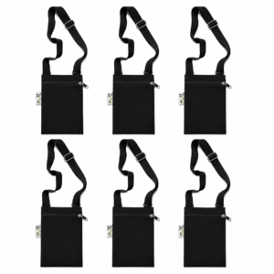 Vantagekart Mobile Pouch with Zipper – Black (Set of 6) | Compact, Durable Crossbody Phone Bags for Travel, Smartphone Storage & Daily Use