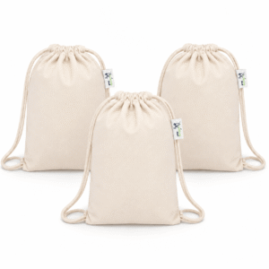 VantageKart Canvas Drawstring Backpack – 3 Pack | 12"x11" Reusable Canvas Cinch Bags for Gym, Sports, Travel, Beach, Cycling, Artists & Workshops