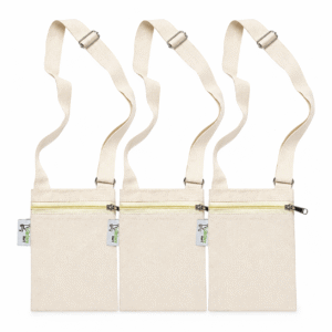 VantageKart Canvas Mobile Pouch with Zip, Set of 3, Beige, Crossbody Phone Bag for Travel, Office, DIY Craft, Painting, Artists and Everyday Use