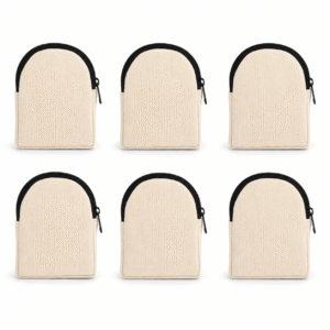 Mini Canvas Coin Backpack, Palm Size 10x8x3 cm – Pack of 6, front view