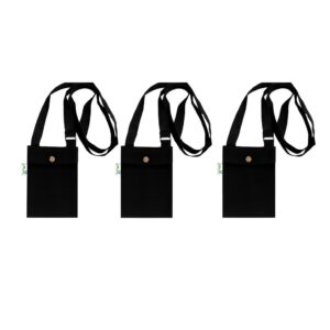 Vantagekart Mobile Pouch with Button Flap – Black (Set of 3) | Compact, Durable Crossbody Phone Bags for Travel, Daily Use & Smartphone Storage